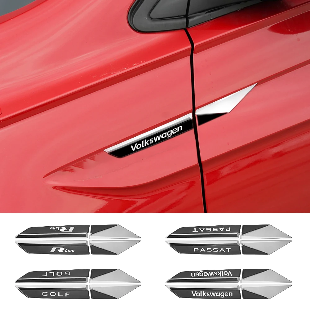 

2pcs 3D ABS Rline/GOLF/Passat Logo Car Fender Side Wing Emblem Sticker Center Cover For VW Golf 7 MK7 Golf 6 MK6 Tiguan Polo CC