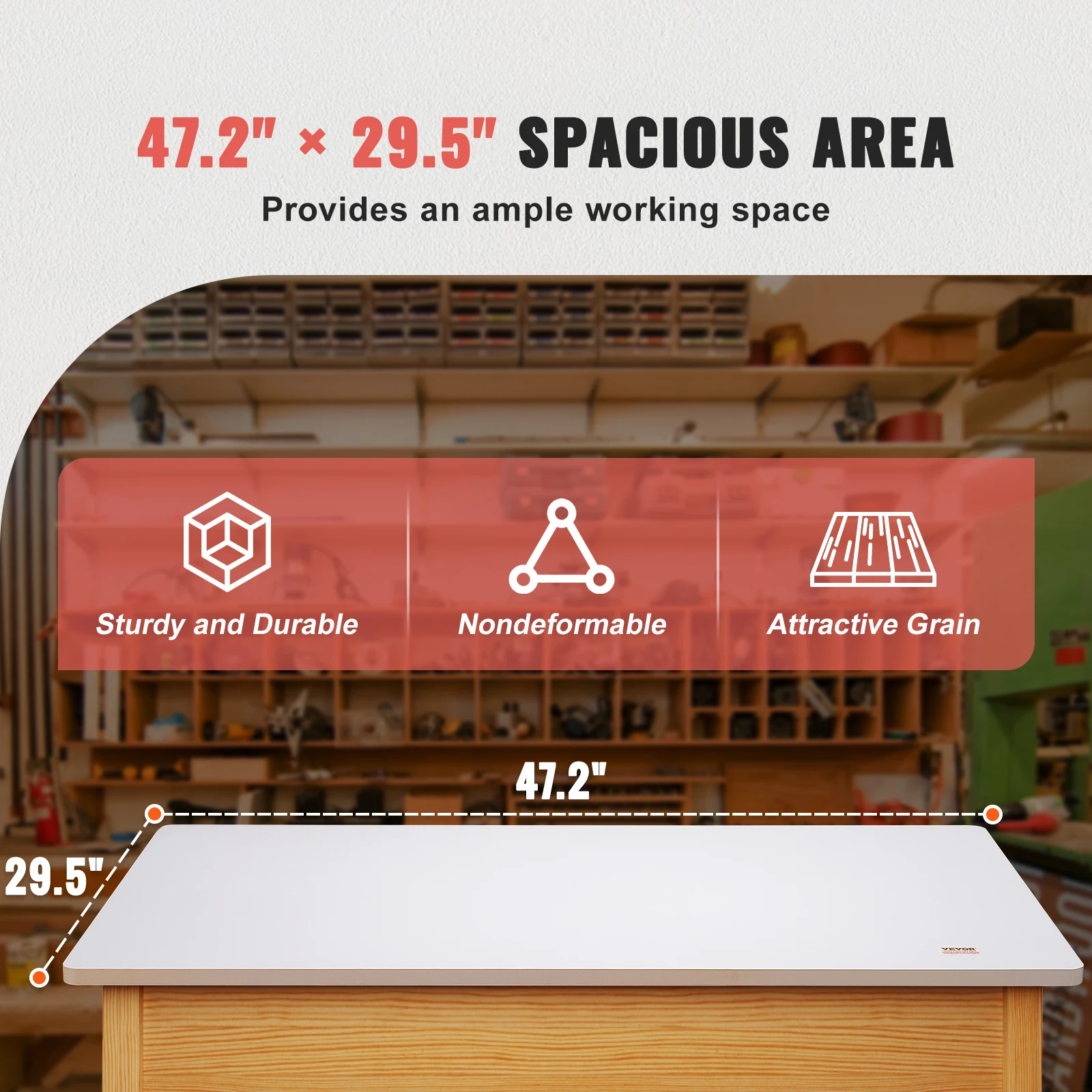 VEVOR Table Top 220.5 lbs Load Capacity Particle Board for Height Adjustable Electric Standing Desk Frame for Home and Office