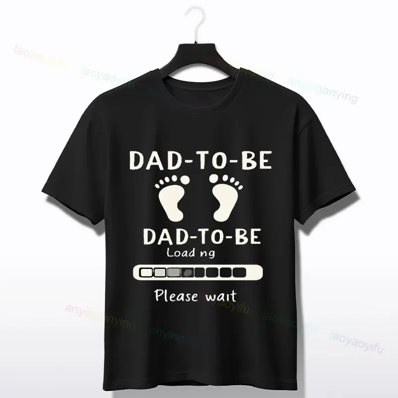 Dad-to-Be Loading Bar Graphic T-shirt Cotton Short-sleev O-neck Tee Men's Clothing Perfect for Summer Workouts & Casual Wear