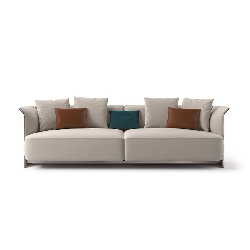 

New tofu block straight row sofa, latex four-person Italian sofa