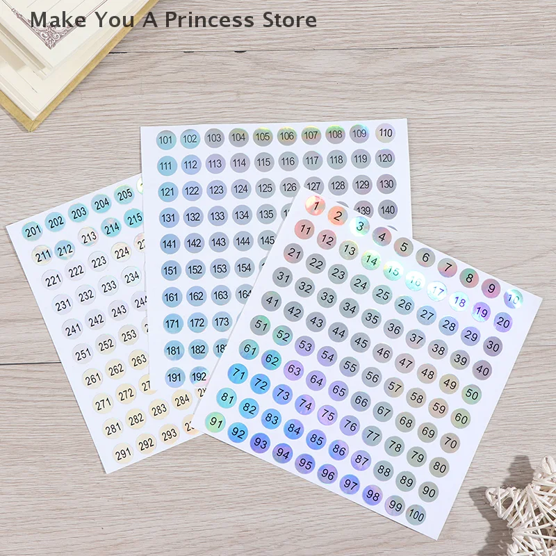 ملصقات ليزر رقم 1-300 مقاومة للماء، علامات أرقام أحمر الشفاه لطلاء الأظافر