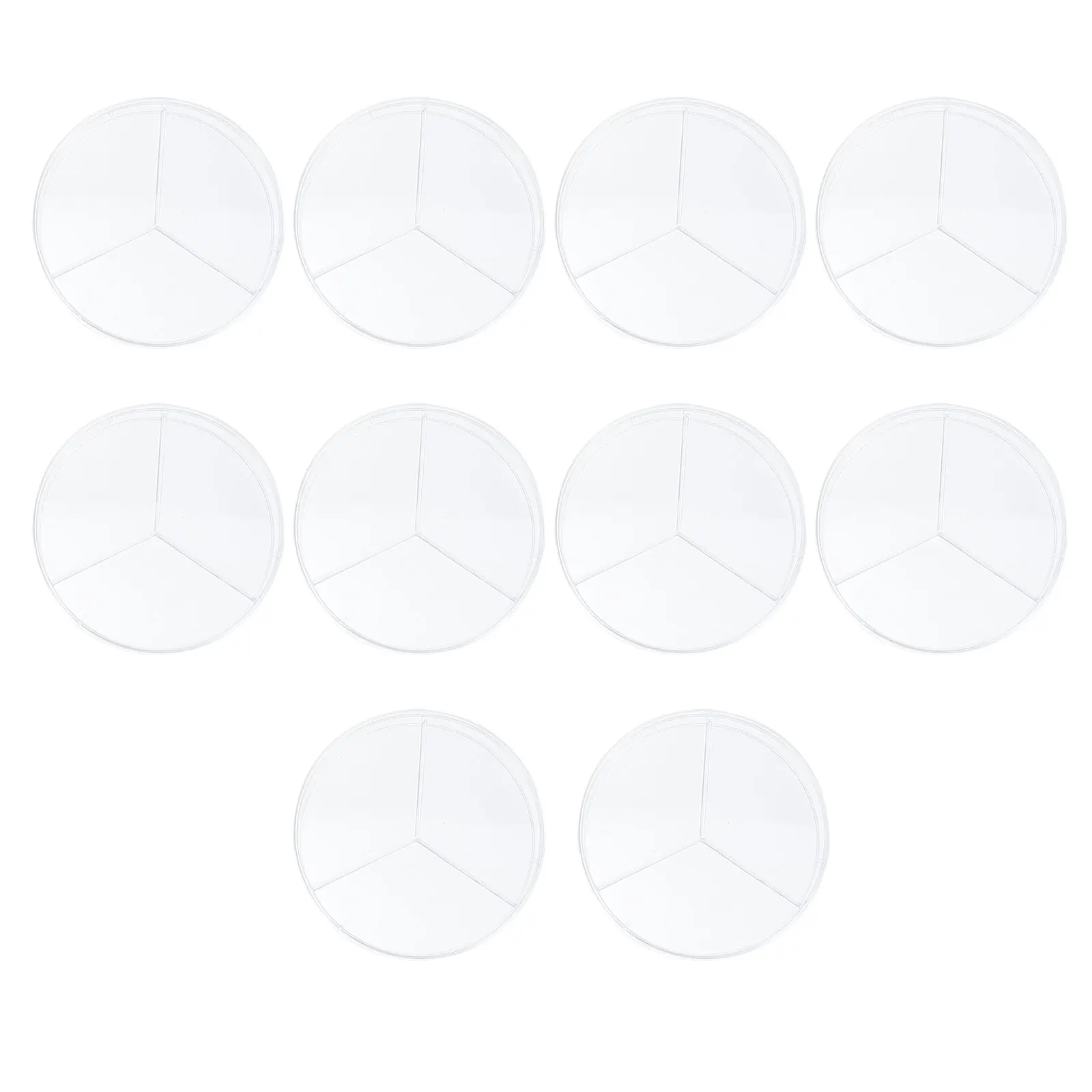 10Pcs Plastic Petri Dishes Three Compartment Culture Plate for Biology Lab Microbiology Studies Easy to Observe Cell Growth