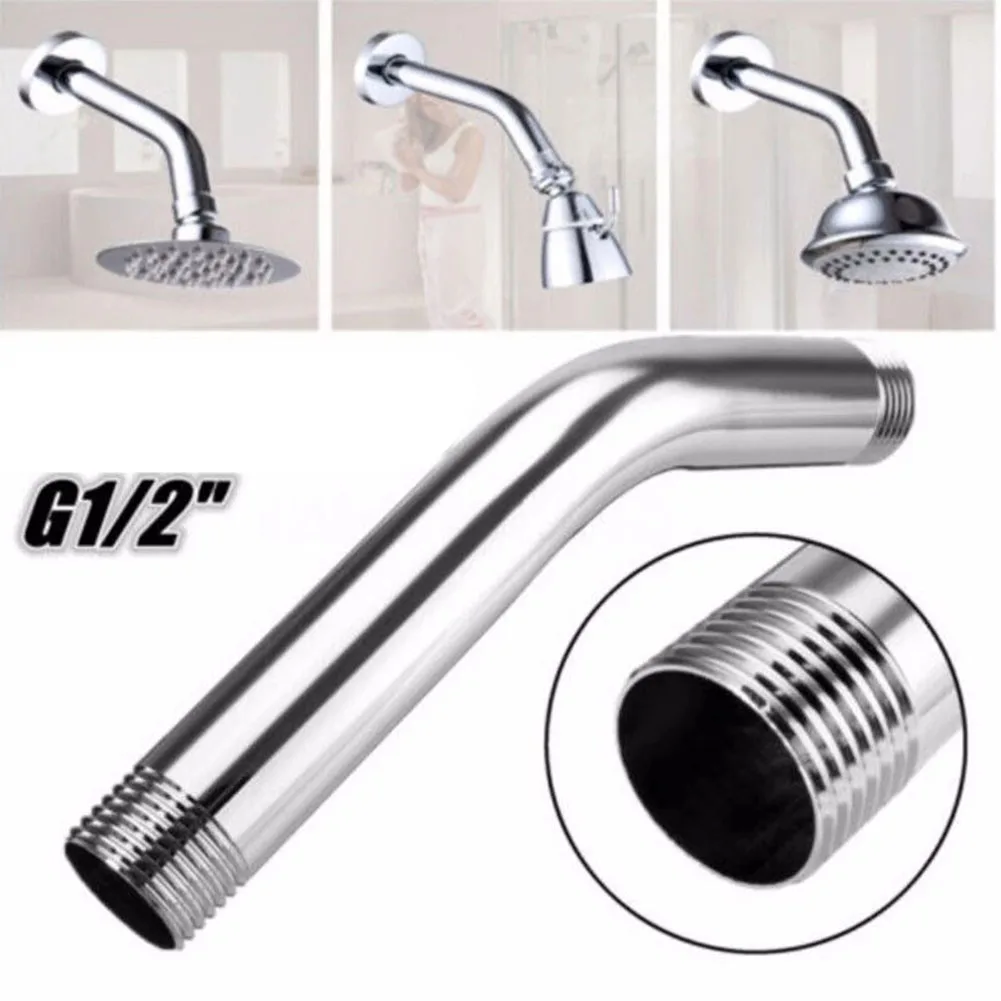 Head Extended Shower Elbow Lightweight Design Low Pressure System Silver Stainless Steel Sturdy Shower Pipe Top