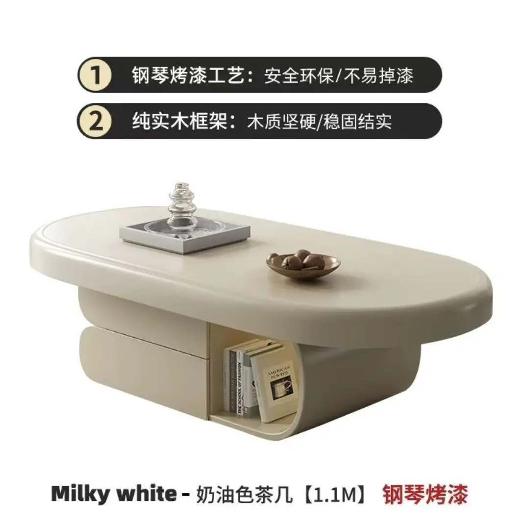 Light luxury biscuits coffee table small apartment household living room cream wind advanced rock board coffee table oval rock