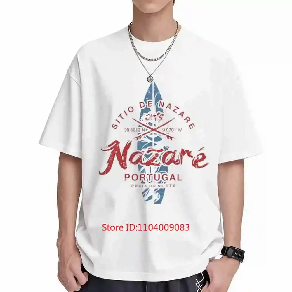 Nazare Portugal Vintage Surf Portuguese Surfboard Short Sleeve Tee 100% Cotton T-Shirt