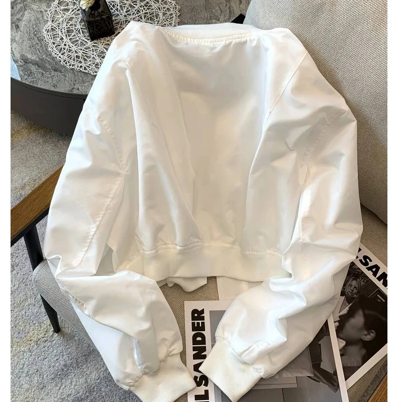 Spring Autumn Female Zipper Short Jacket Women  Solid Color Outwear Ladies Fashion Long Sleeves Baseball Coat