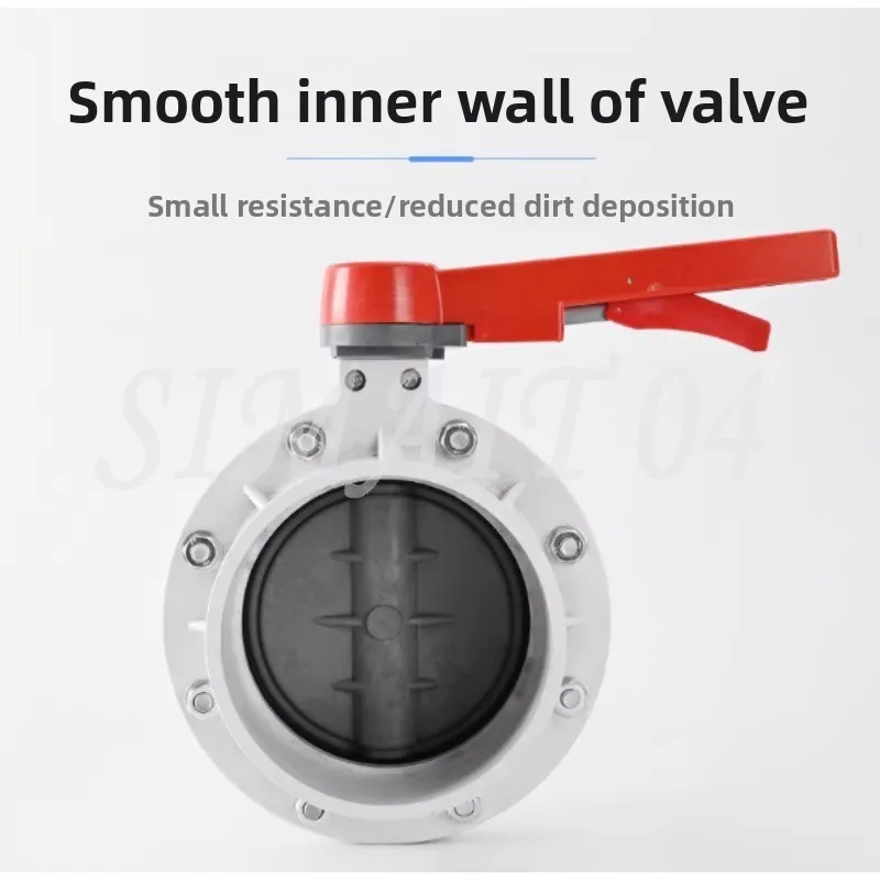 UPVC/PVC Plastic One-piece Butterfly Valve Plastic Handle 110mm 160mm 200mm