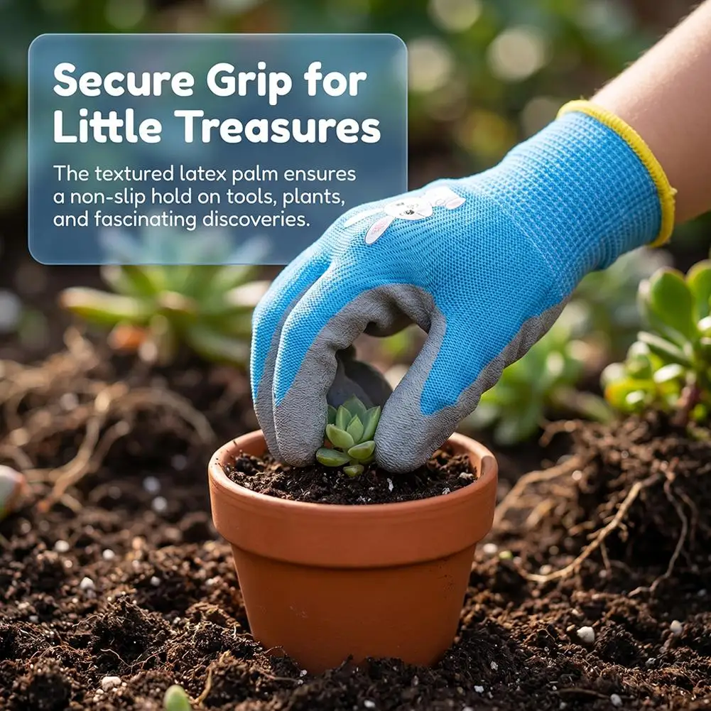 Breathable Latex Kids Protective Gloves Outdoor Beach Digging Picking Gardening Safety Hand Gloves For 5-11 Years Old Children