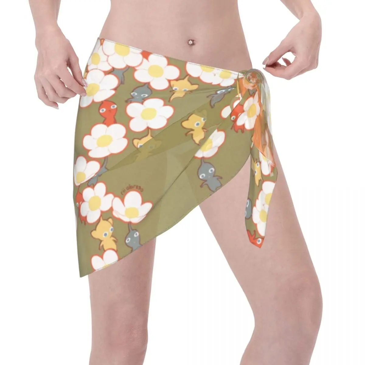 مخصص لملابس السباحة زهرة و Pikmin النساء قصيرة Sarongs الشاطئ التفاف المرأة بيكيني للشاطئ التفاف لعبة Sarongs ملابس السباحة التستر