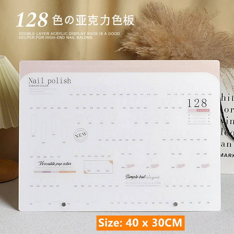 Large Capacity 128 Colors Nail Tips Display Showing Shelf Nail Color Display Board Nail Art Display DIY Practice Manicure Tool