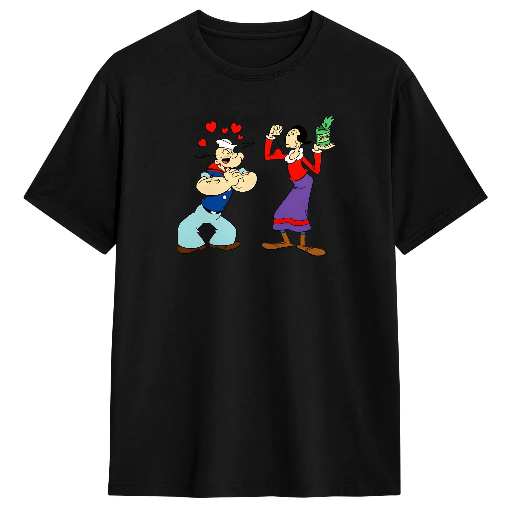 Men T-Shirts Cartoon Bluto and Olive Oyl Character Novelty100% Cotton Tee Shirt Short Sleeve  T Shirt Round Collar Clothing Gift