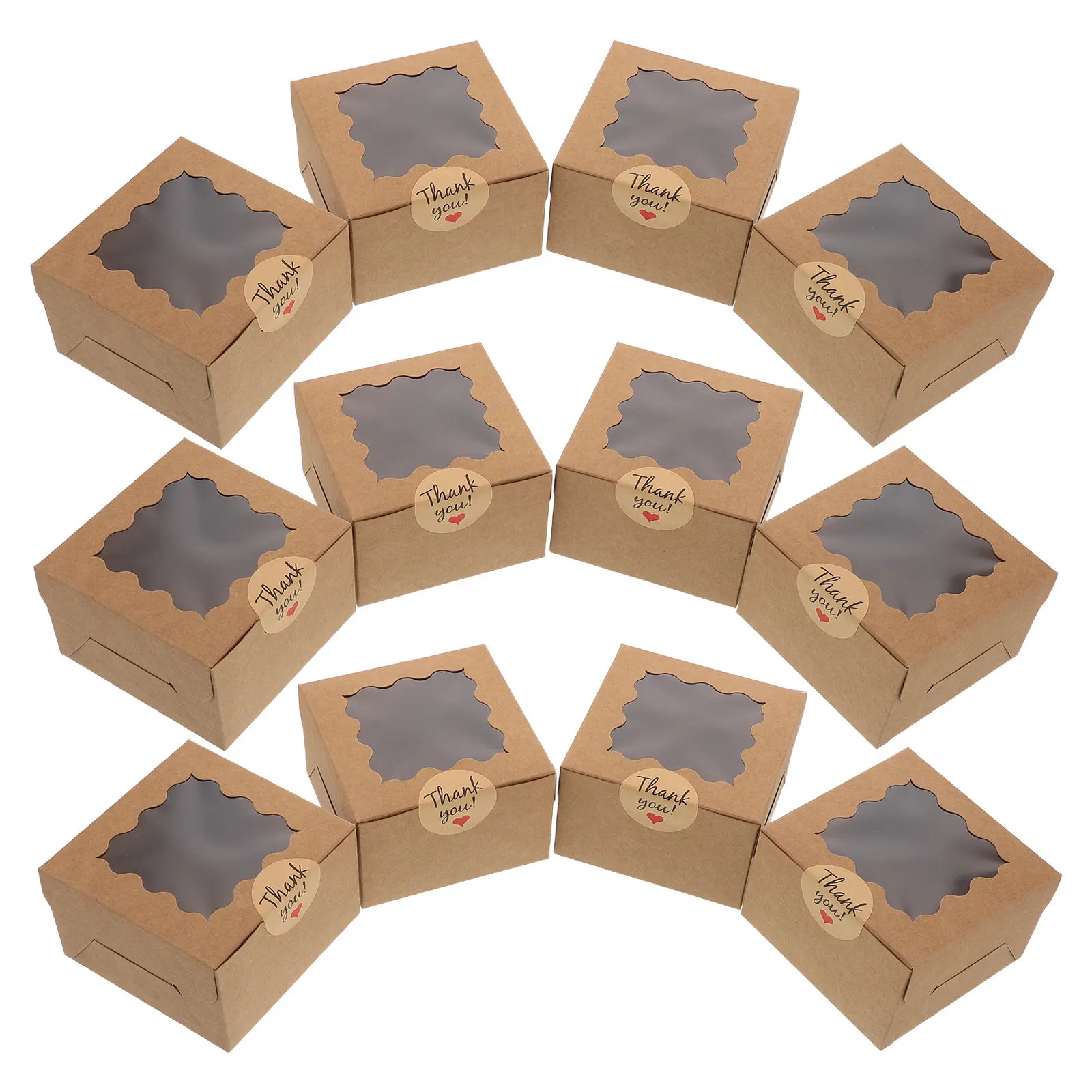 50Pcs Paper Muffin Boxes with Clear Window - Reliable Bakery Container for Freshness Retention - Great for Cookie Pastry
