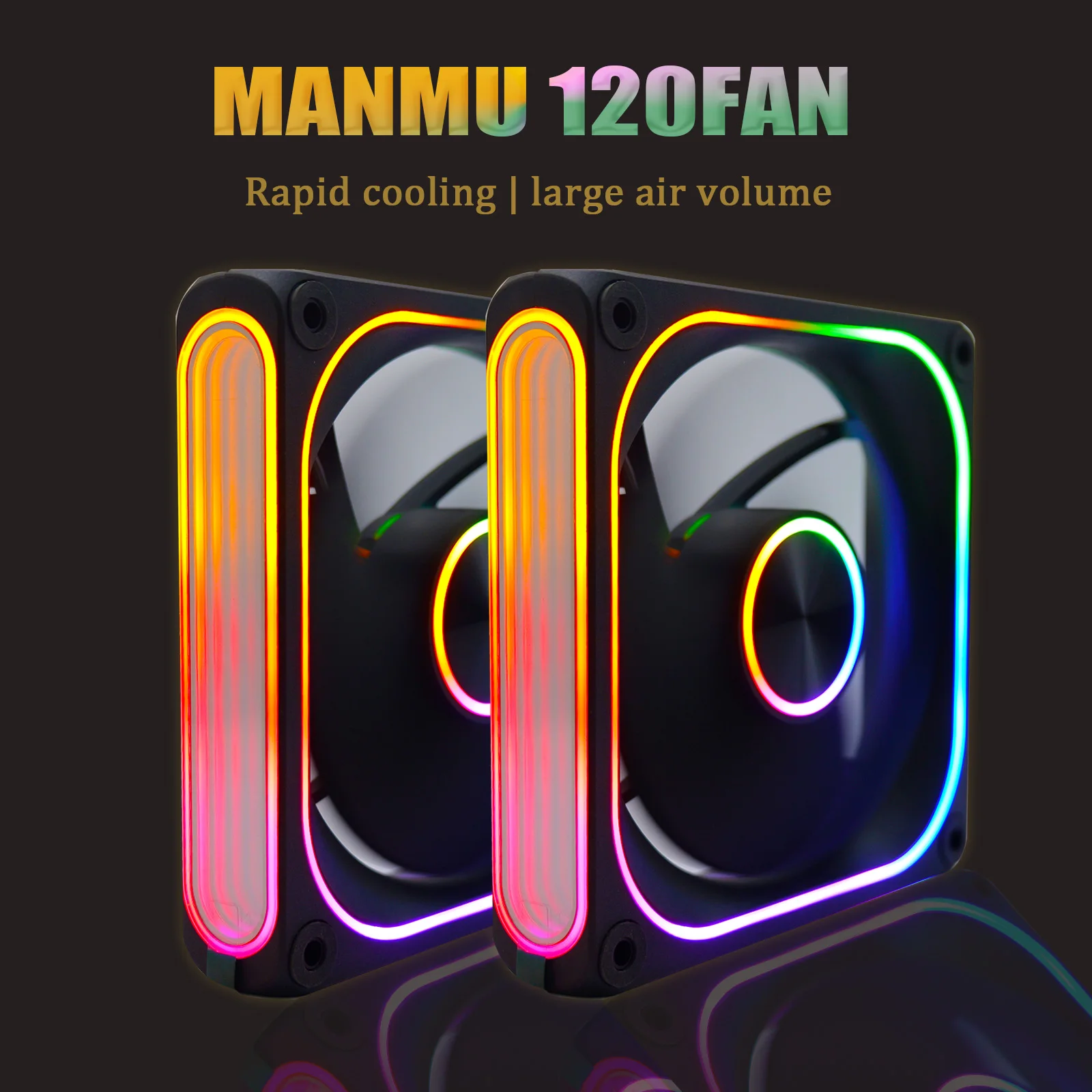 

Вентилятор для охлаждения процессора MANMU 120 мм, RGB, для компьютерного корпуса, с 3-сторонним зеркальным эффектом
