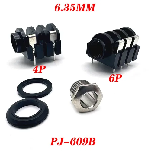 1/2/5 Uds conector de 6,35mm 4Pin6Pin estéreo hembra para auriculares enchufe de Audio conector de micrófono rosca PCB conectores de montaje en Panel
