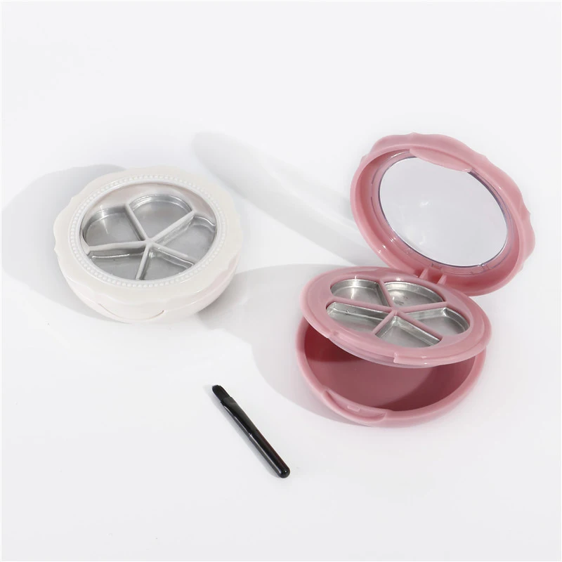 1 stks Bloem Lege 5 Grids Poeder Compact Oogschaduw Case Lippenstift Container DIY Blush Box Met Borstel En Spiegel