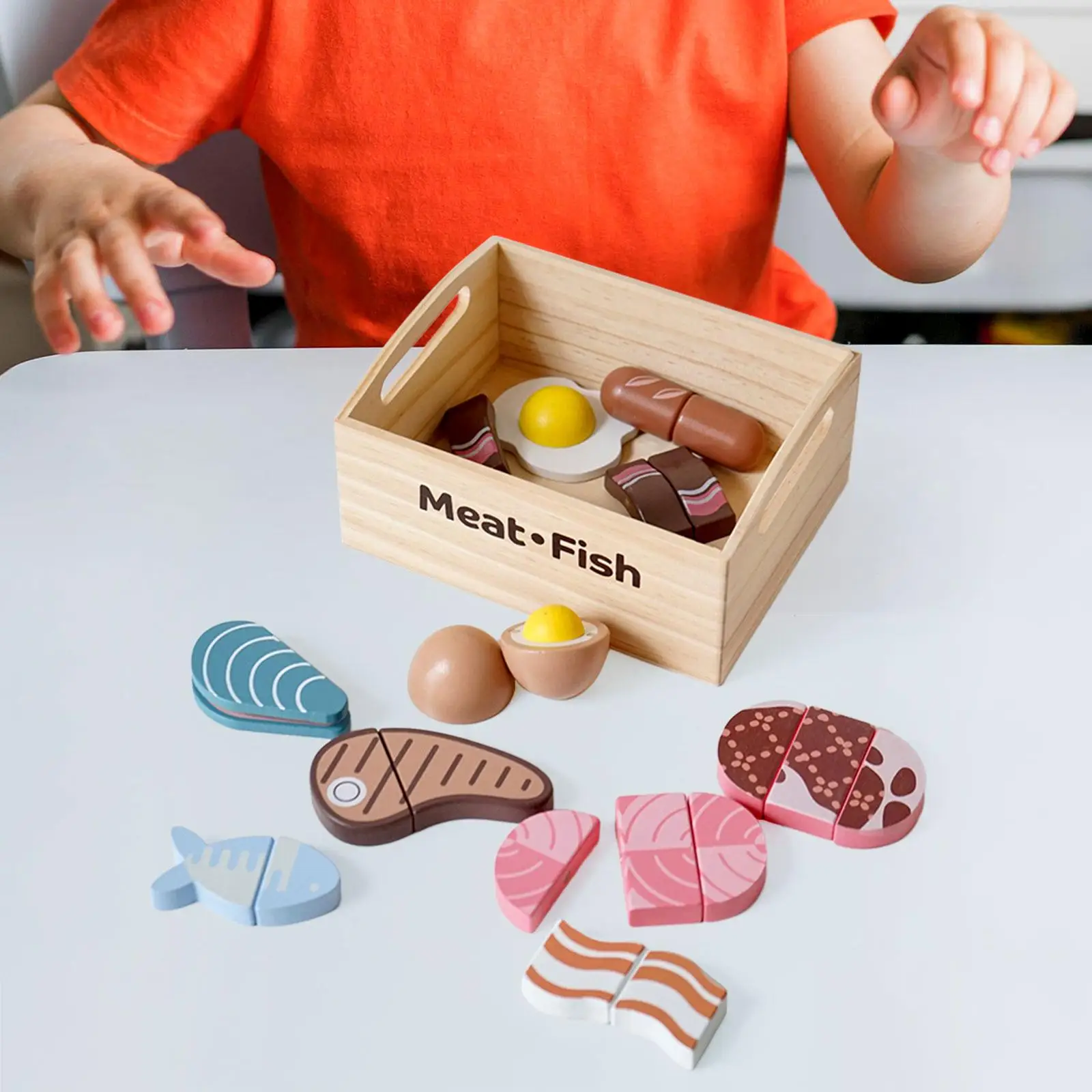 Wooden Play Food Set,Kitchen Playset,Montessori Toy,Developing Cognitive