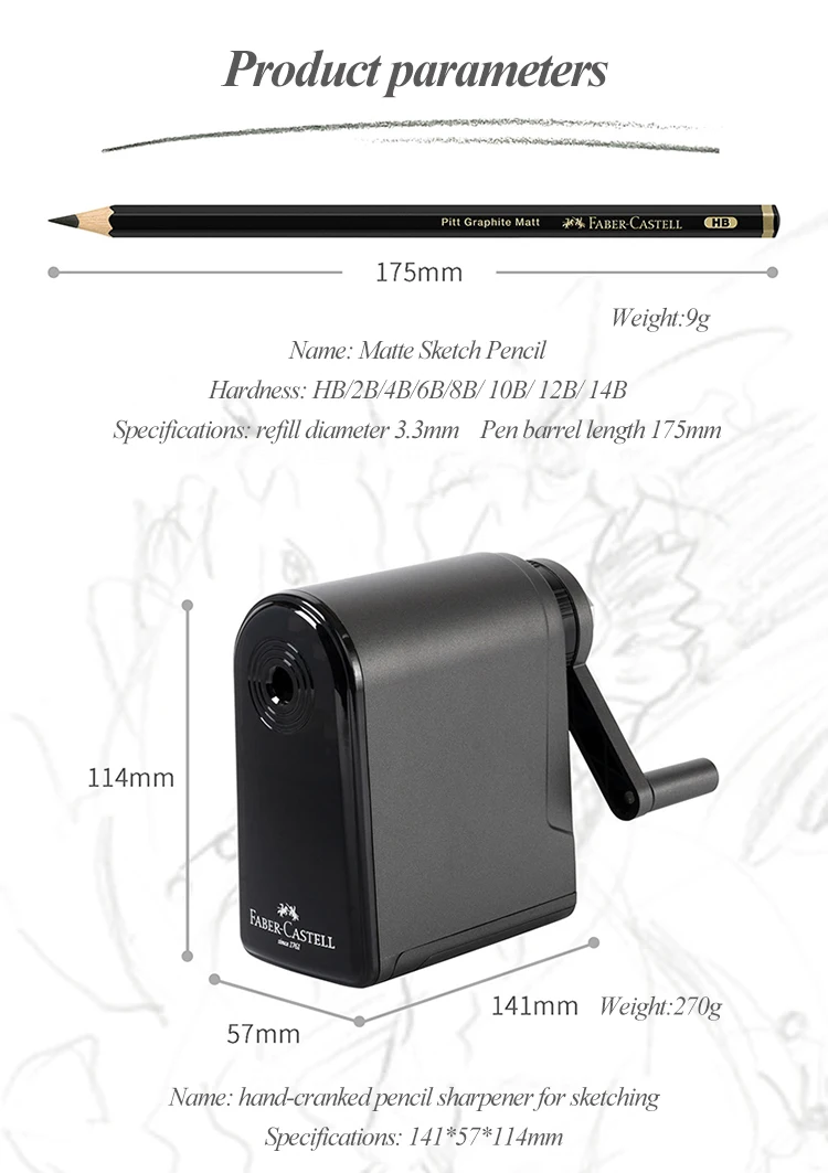 Faber-Castell Matte Sketch Pencil Painting Art Graphite Pencils Shading Writing Sketch Drawing Design Art Supplies 8/12pcs Set – Detail 15