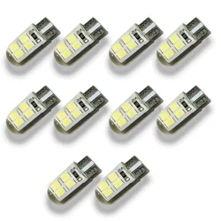 10x W5W LED T10 Car light Bulb Short Silica Gel High Bright Dome Reading Door License Plate Wedge Signal Lamp 12V White Yellow