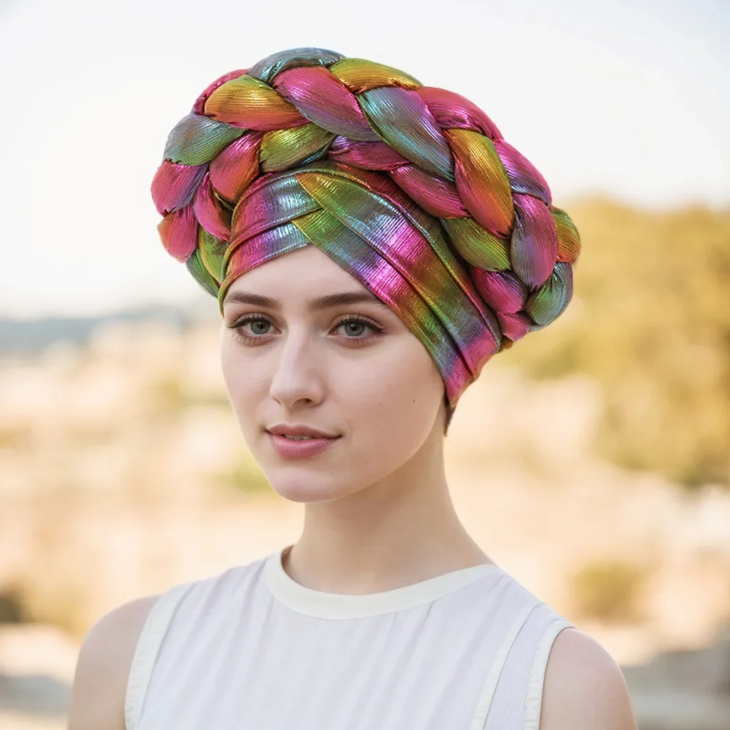 أحدث ربطة رأس أفريقية للسيارات Geles Aso Oke مصنوعة بالفعل أغطية رأس حجاب إسلامي عمامة ضفائر نسائية جاهزة لتغطية الرأس قبعة بونيه