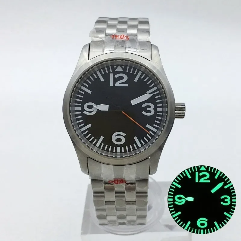 

BLIGER 36mm 39mm Diver Pilot Automatic Watch PT5000 Movt Dome Sapphire Glass Green Luminous Stainless Bracelet Waterproof Clock