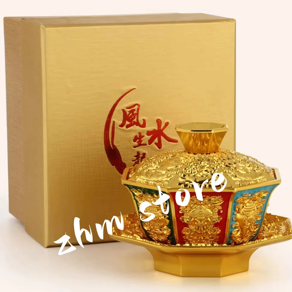 

Alloy Zinc Material Delicate Exquisite Eight Auspicious Symbol Dragon Pattern Decorate Putting Ornaments Cups