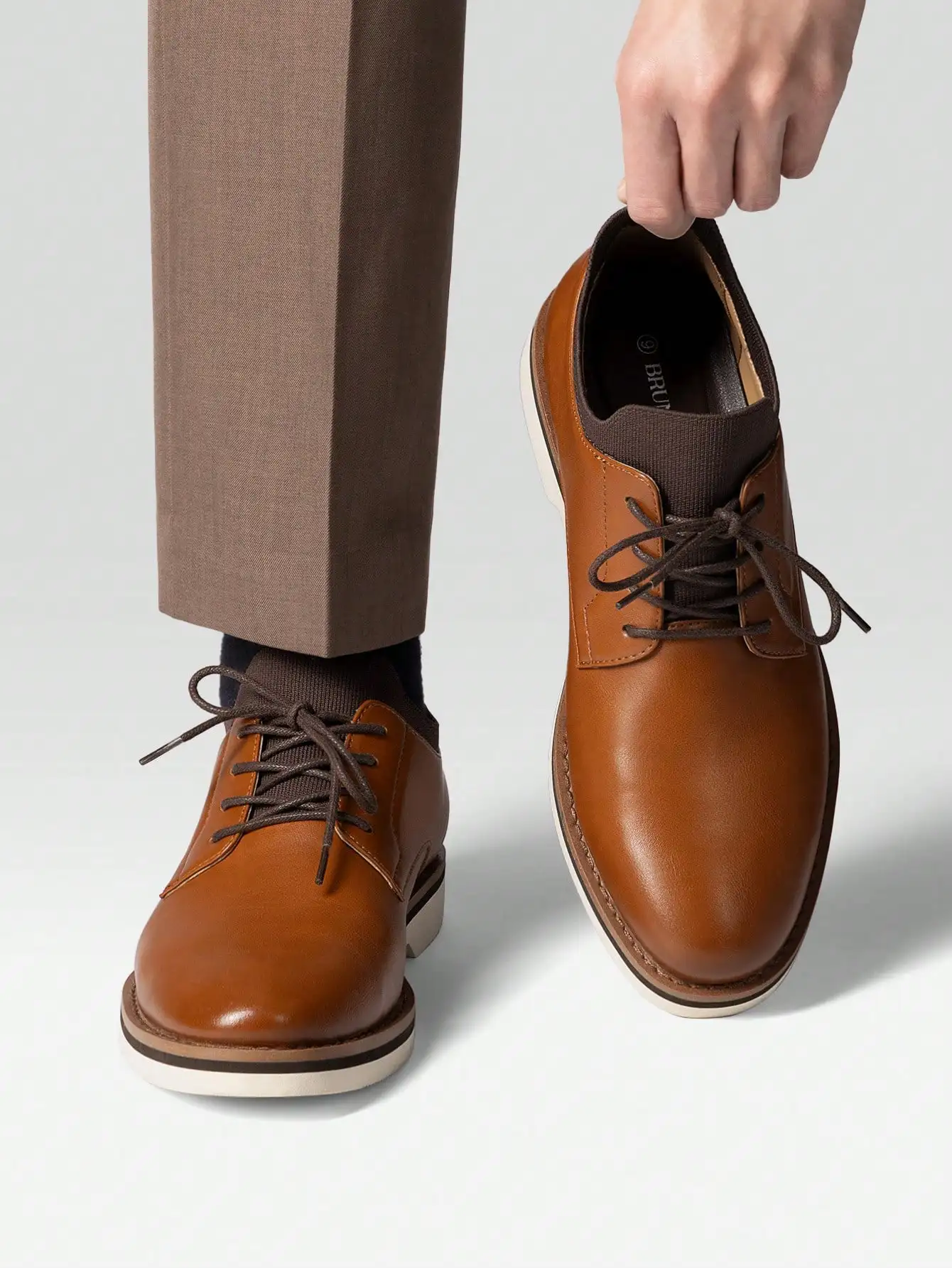 Men’s Classic Oxford Derby Lace-Up Dress Shoes, Lightweight Comfortable Fashion Footwear with Sporty Outsole, Breathable Casual Formal Hybrid Shoes, Versatile  Office, Daily Commute, Party & Semi-Formal Occasions, Stylish Gentlemen’s Business Casual Shoes