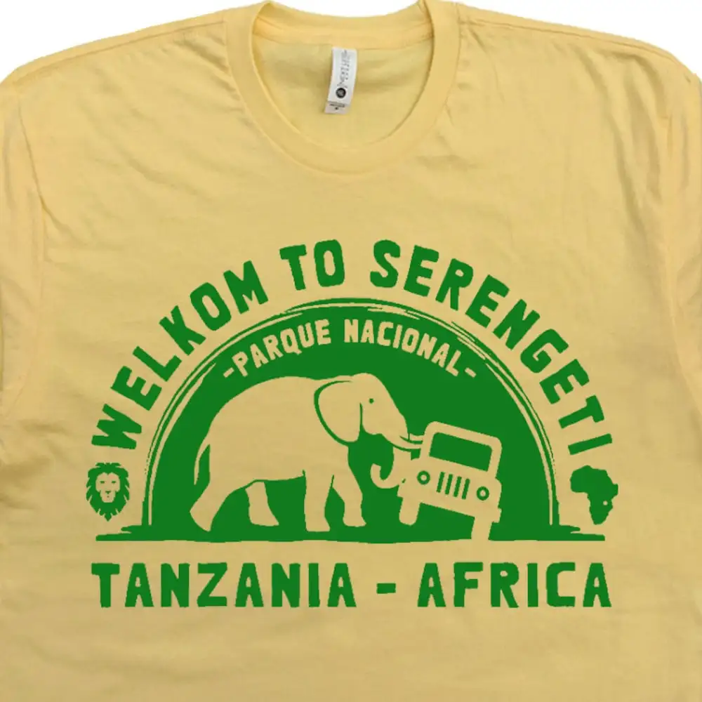 Serengeti National Park T Shirt Tanzania Africa Elephant Vintage Circus Zoo Animals African Safari 4X4 Camping