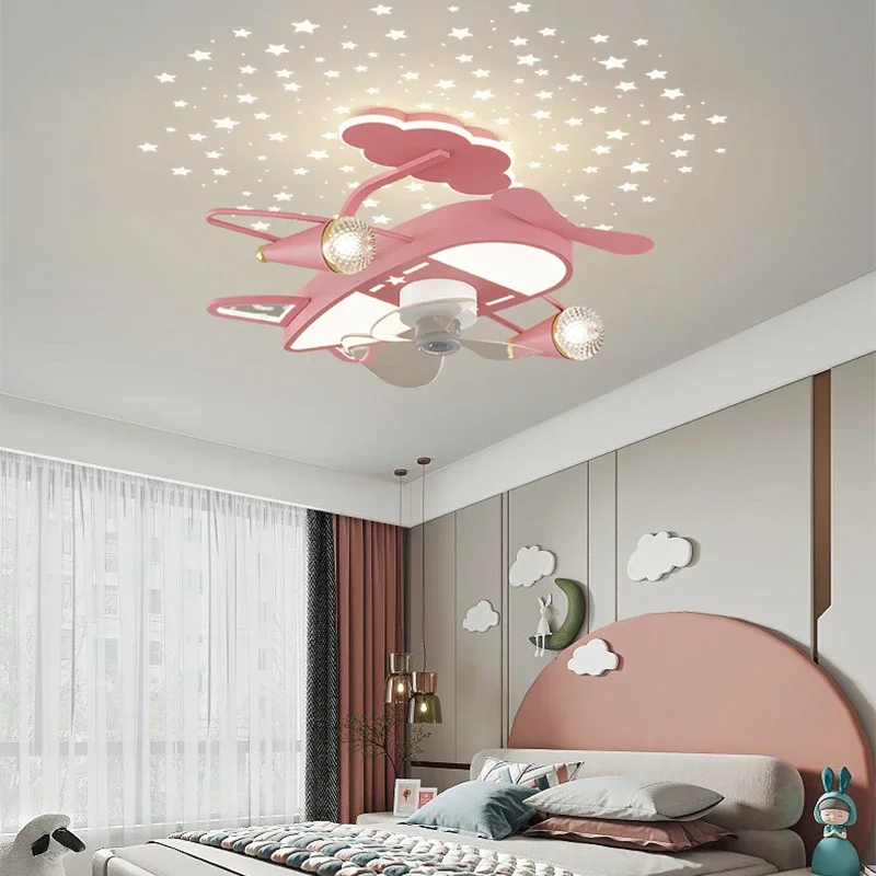 Imagem -04 - Avião Luzes para Quarto de Crianças Lustre de Teto Simples Moderno Criativo Home Quarto Fan Light Menino e Menina