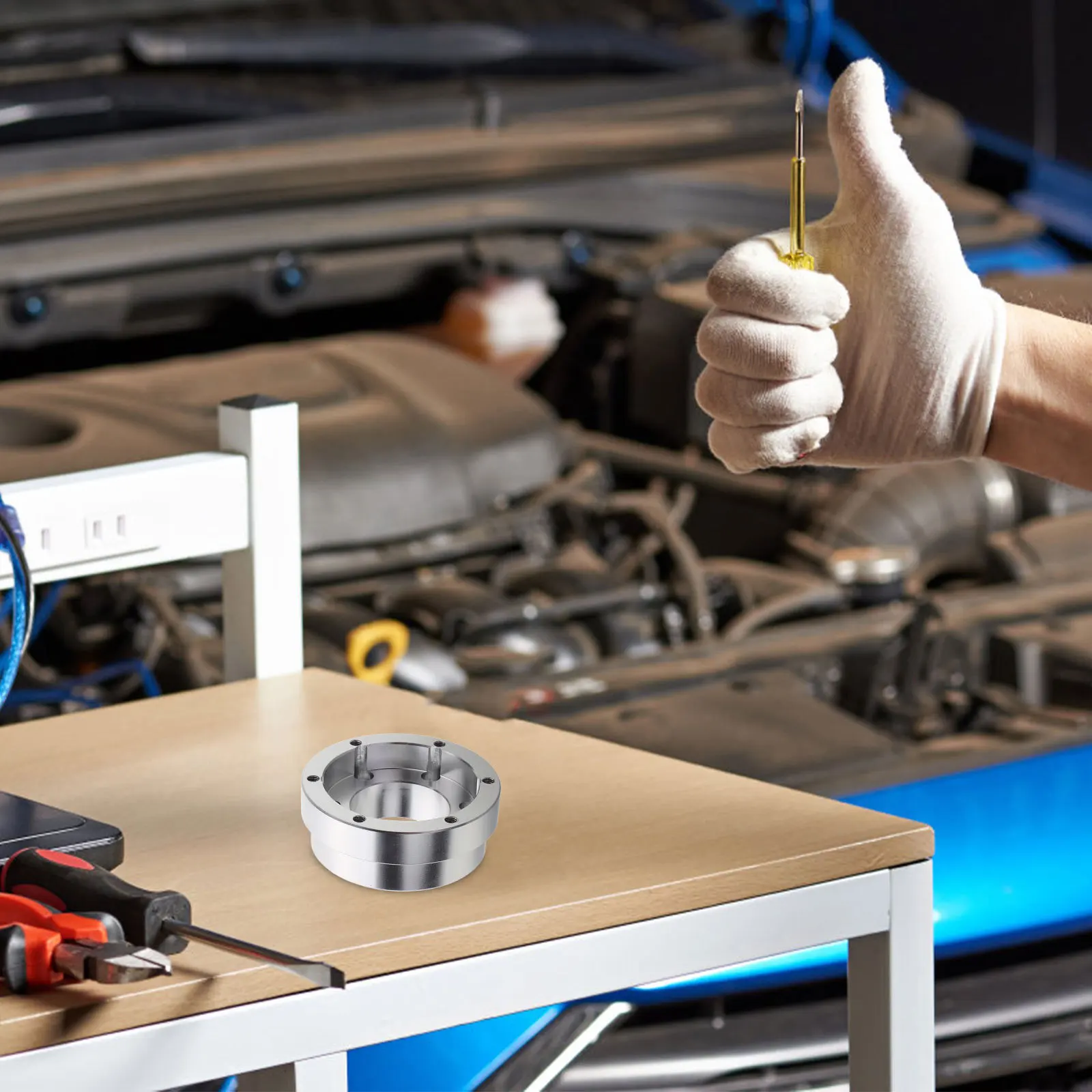 عجلة القيادة قاعدة لوحة سباق محول استبدال المعادن السيارات عجلة توجيه سيارة محول فاصل تعزيز القيادة #5