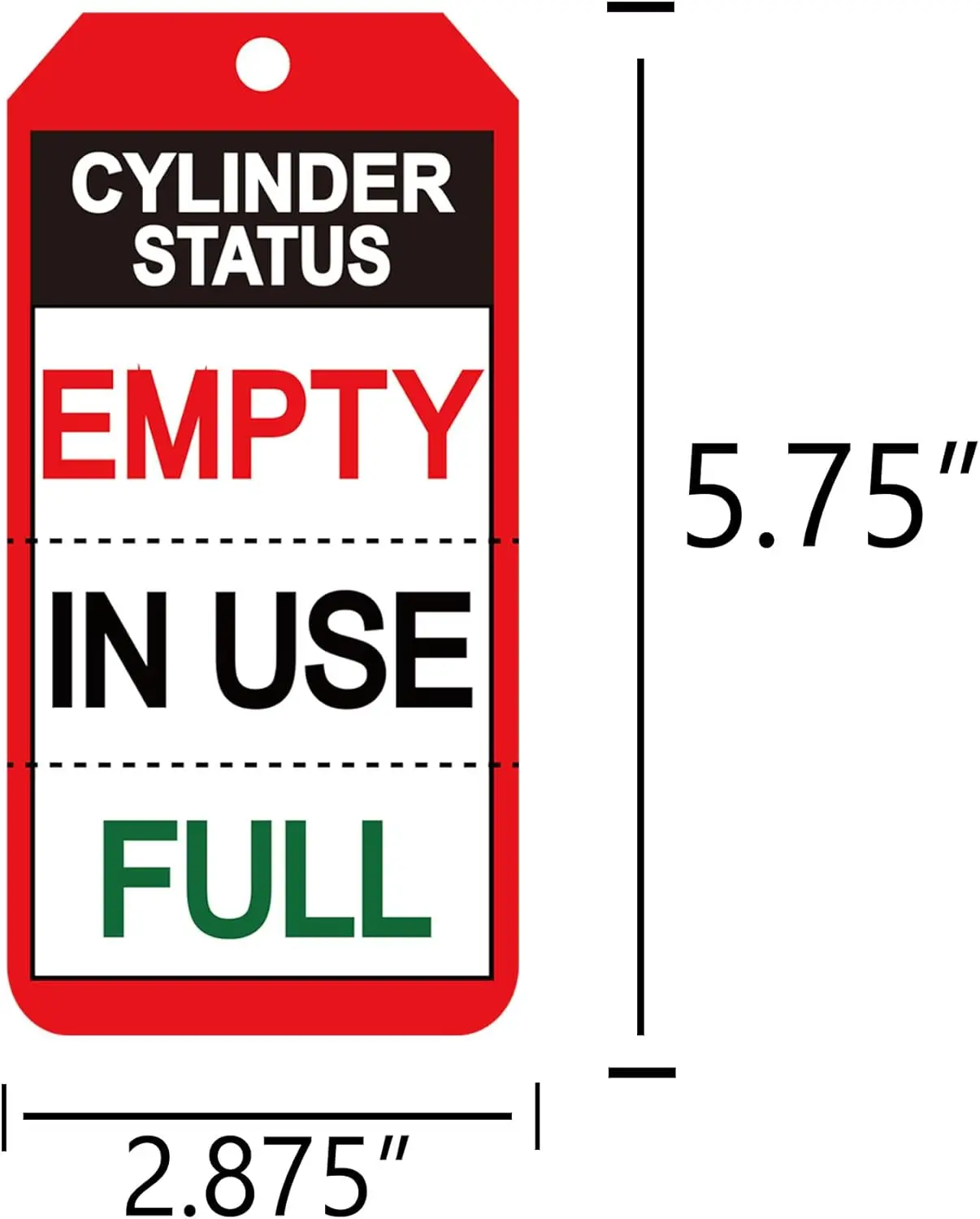 Imagem -02 - Tags de Status do Cilindro de Gás Hélio Perfurado Tags de Status do Cilindro em Uso Cartões Completos 3-parte Vazio 50 Pcs 575*2875 em
