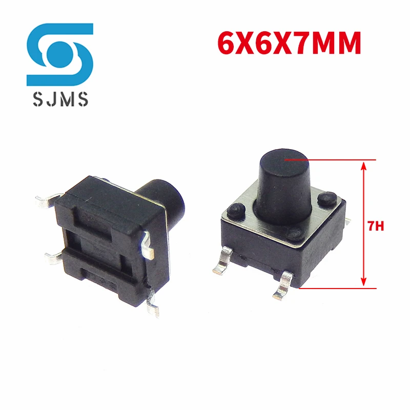 20/50 шт. SMT 6x6x7 6*6*7 мм SMD 4-контактный тактовый кнопочный переключатель Микро сенсорная кнопка Сброс переключатель Стандартный сенсорный выключатель питания