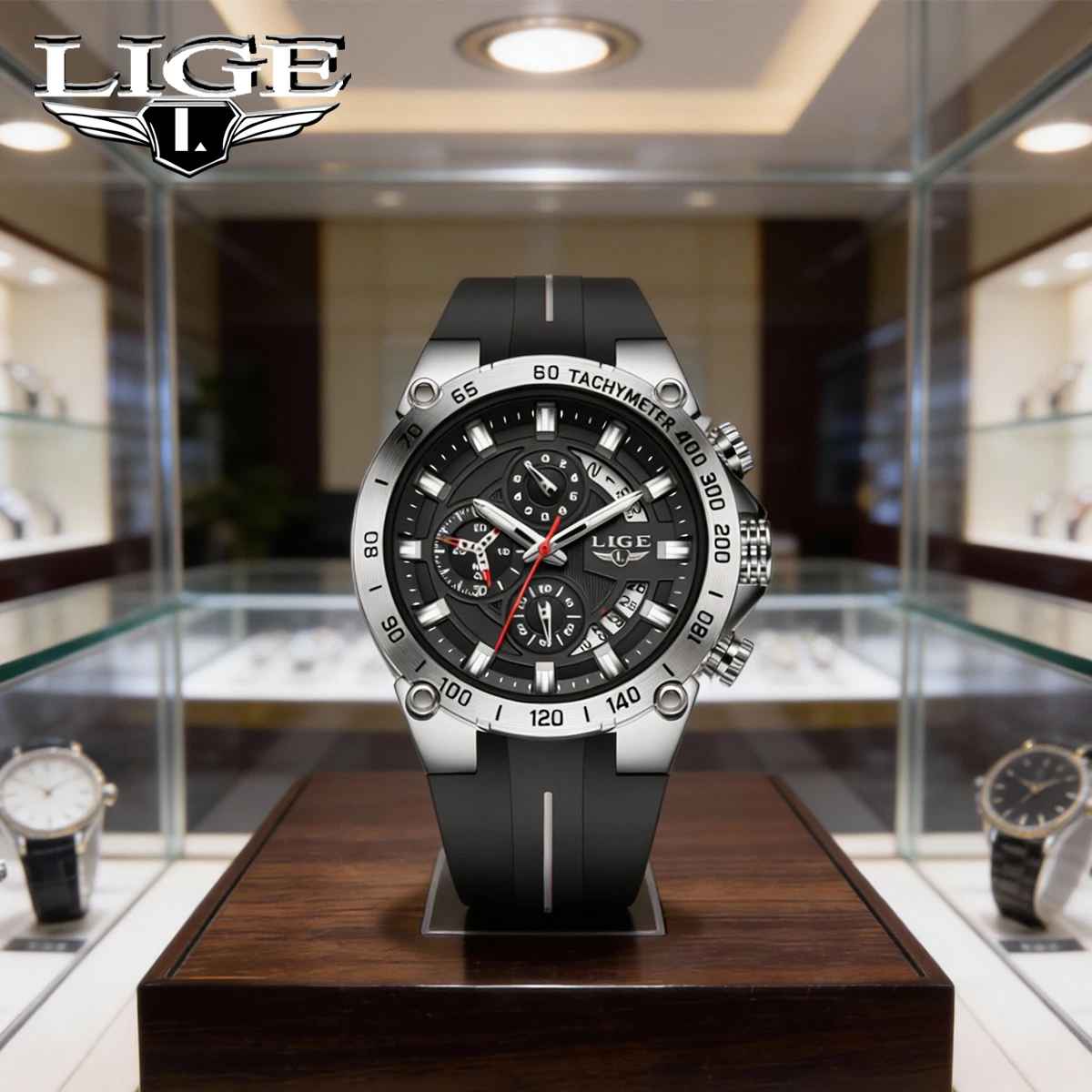 

Мужские наручные часы LIGE: модные, повседневные, водонепроницаемые, с люминесцентным циферблатом, датой и хронографом.