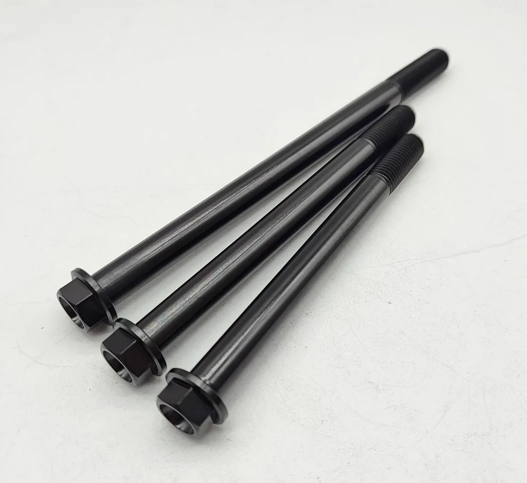 Pernos titanio M10 cabeza brida – Negro para modificación moto - imagen 4