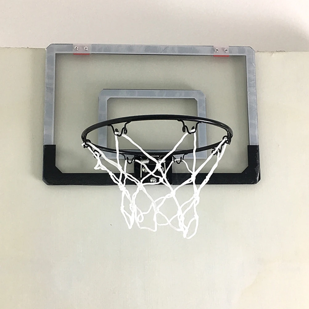 

1pc Door Hanging Basketball Board Premium Pvc Mini Indoor Backboard Easy Assembly Transparent Game For Home Office Black