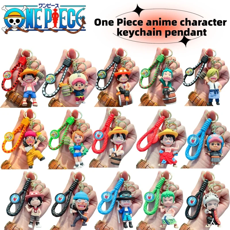 Cartoon Wine God One Piece Anime Characters Luffy, Chopper, Usopp 3D Figure Car Keychain Silicone Pendant Bag Charm Accessory