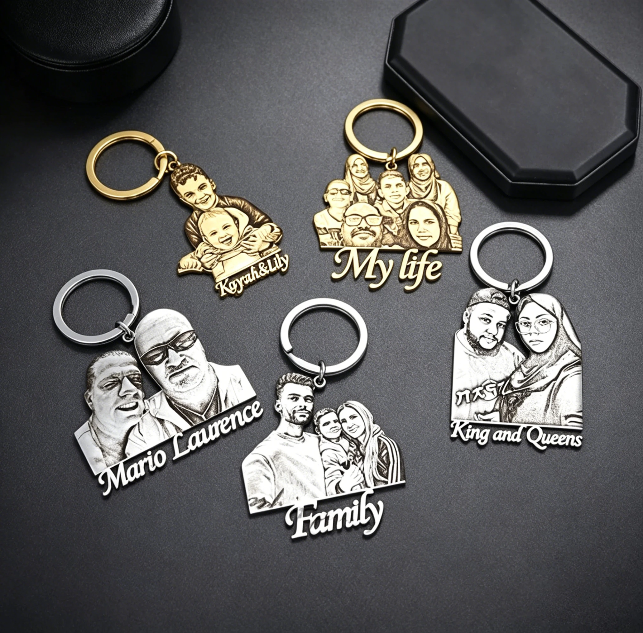 

Custom Dog Cat Photo Keychain Engraved Family Baby Picture Pendant Gifts Personalized Keychain Memory Jewelry Pendants Birthday