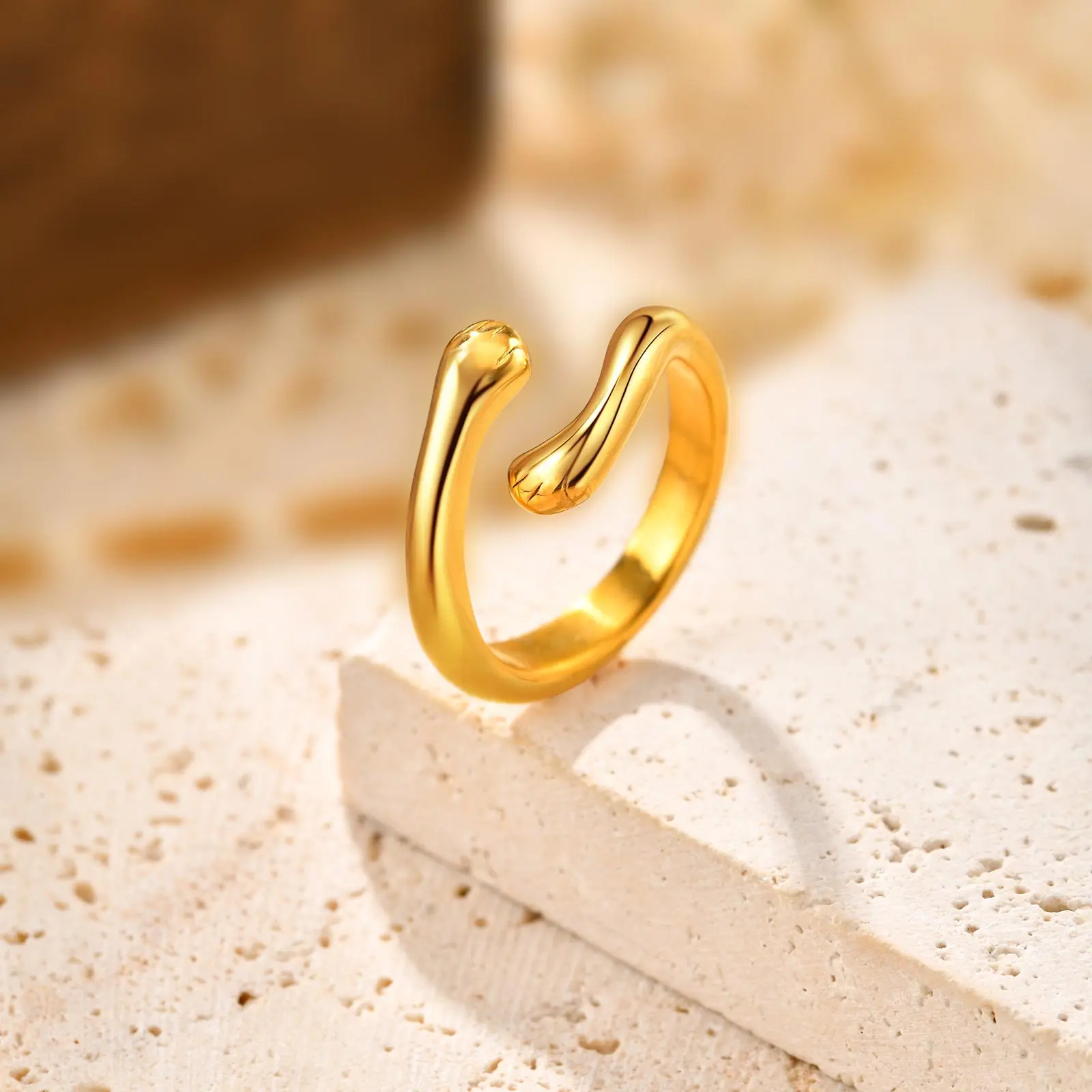 18K Gold Plated Hug Toe Rings for Women Girls,Adjustable Classic Stainless Steel Ring,Simple Jewelry Gift