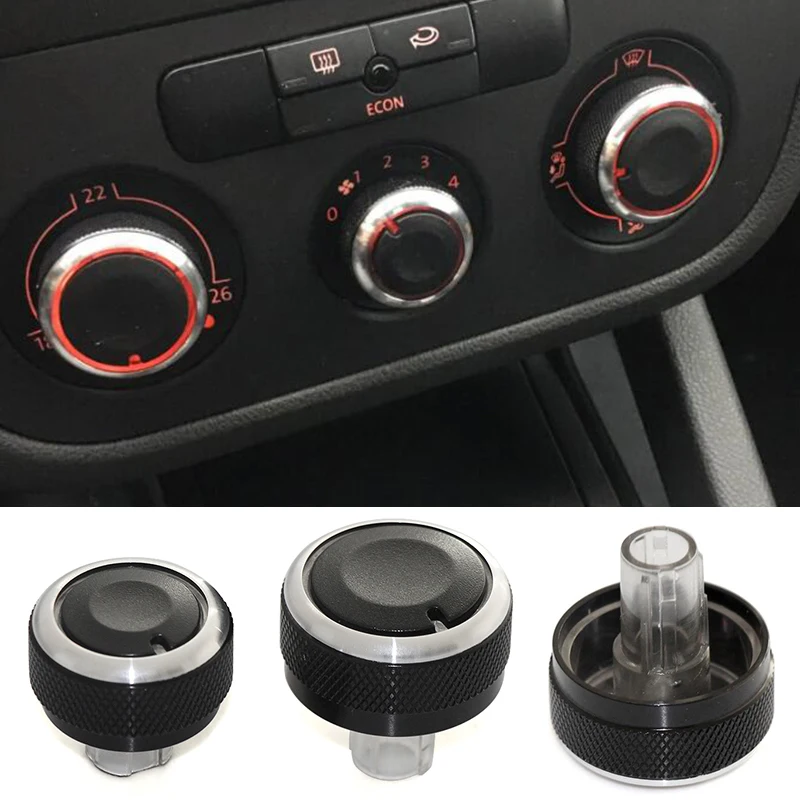 3Pcs Car AC Knob for Volkswagen VW Golf 5 MK5 Jetta Tiguan Touran Passta B6 B7 3C for Skoda Octavia A5 Air Conditioning Knobs