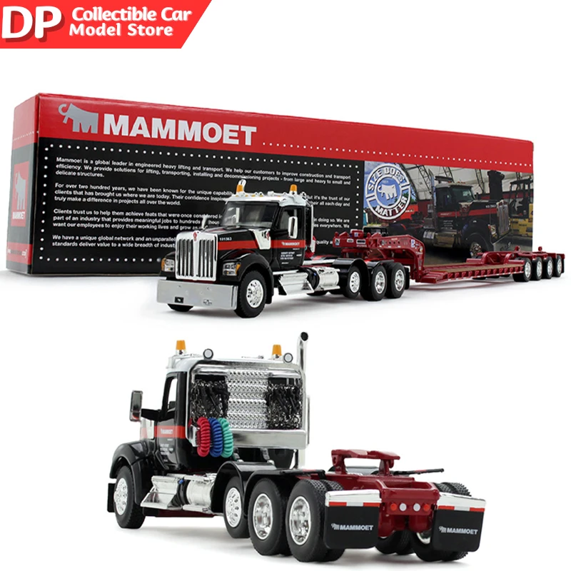 DCP FG Mammoet Kenworth W990, cabina de día y Fontaine Magnitude, remolque Lowboy de tres ejes con cola abatible, modelo de coche fundido a presión