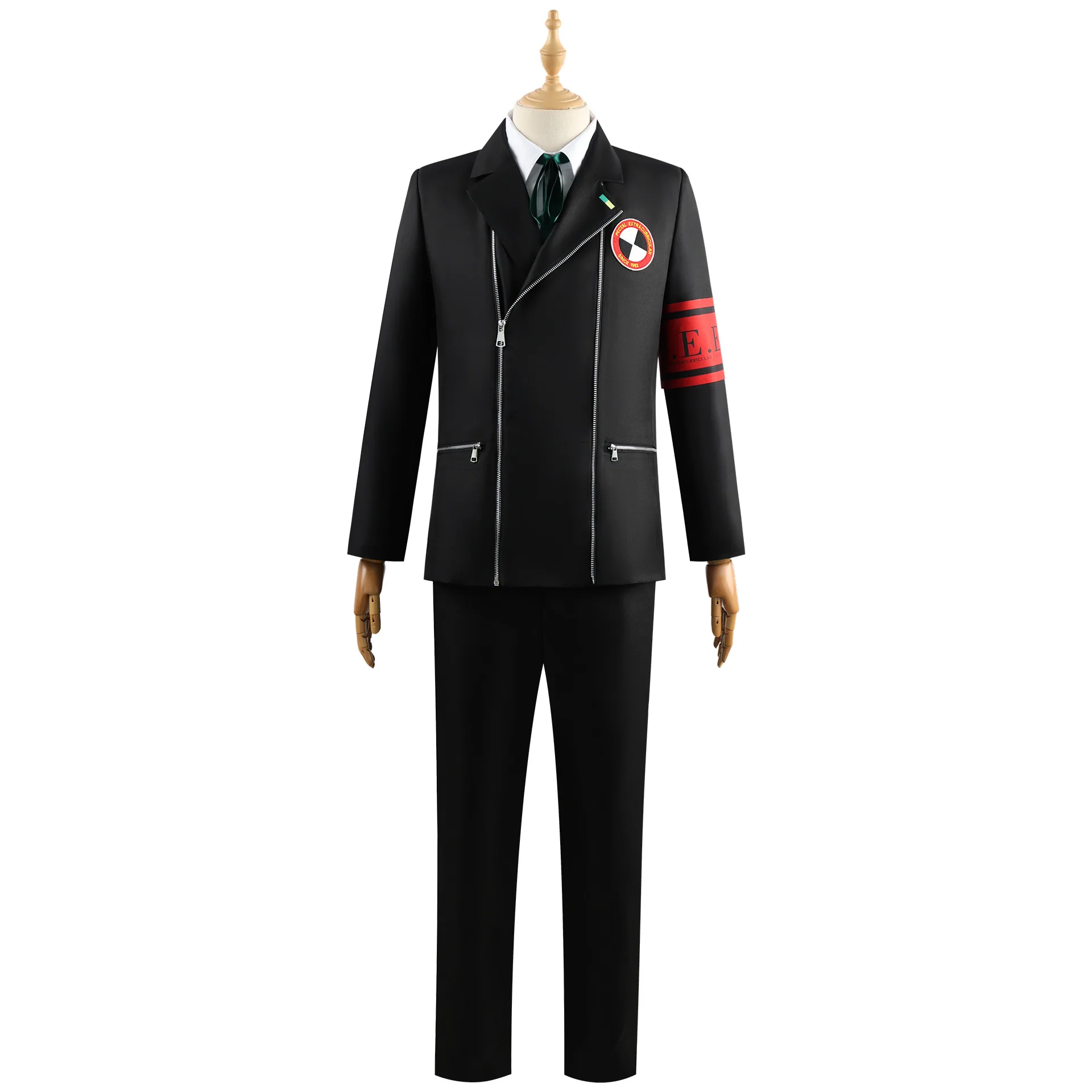 Anime P Yuuki Makoto Cosplay Kostüm Männer Mantel Hosen Hemd Krawatte Gürtel Schuluniform 3, Halloween Party Erwachsene Frauen Roleplay Outfit