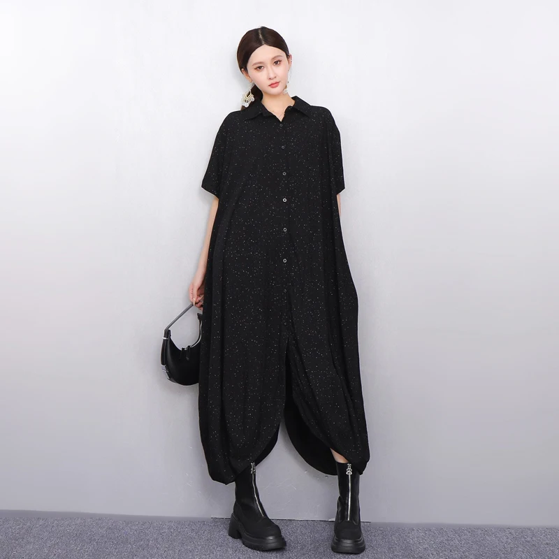 2025 sommer Neue Elegante Frauen Lose Shirts Lange Kleider Weibliche Mode Kurzarm Kleid Großhandel J1202