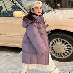 2024 Ragazze invernali Casual Parka con cappuccio Bambini Cappotto caldo spesso Capispalla 120-170 cm Tre colori