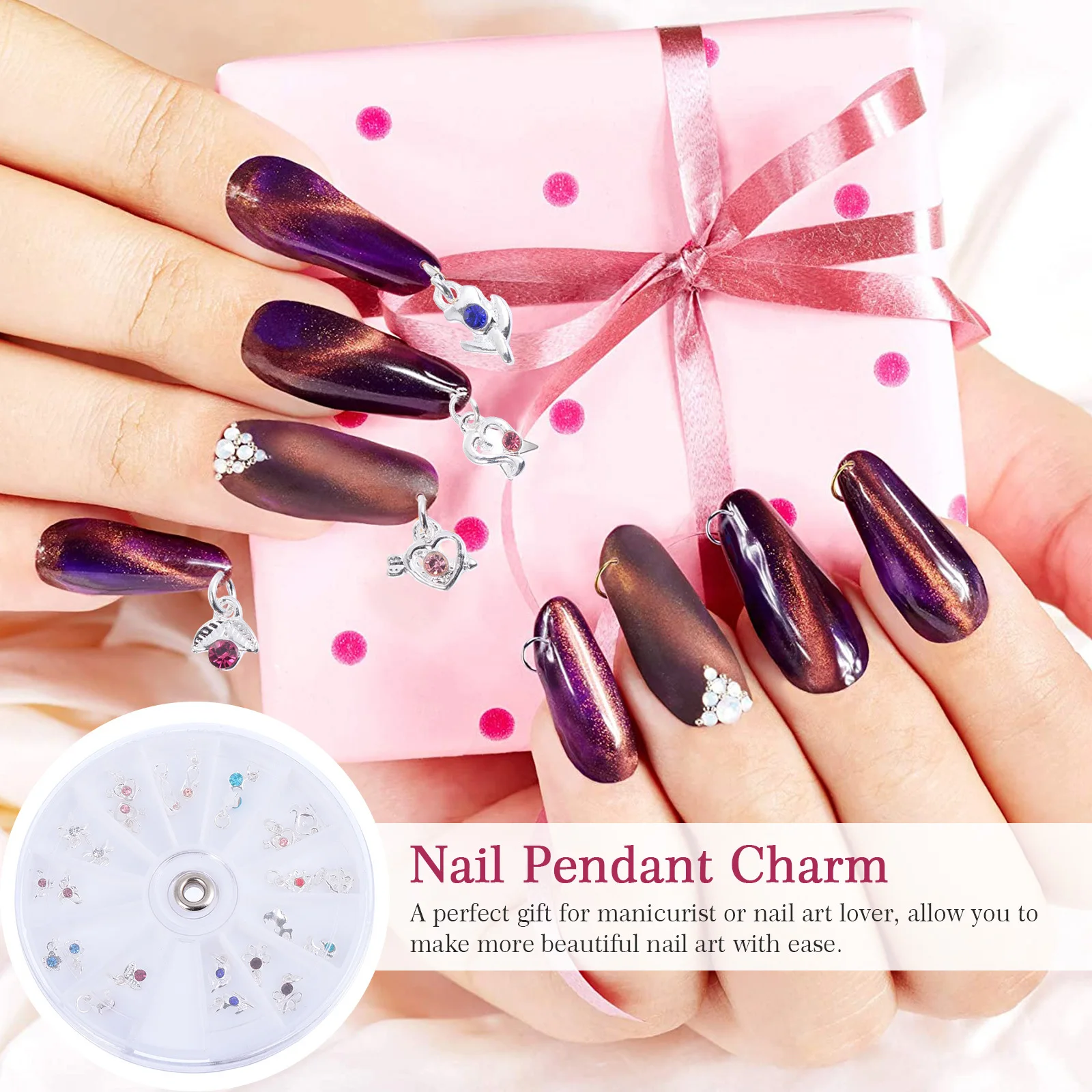 مجموعة سحرية متدلية للأظافر مكونة من 24 قطعة، خفيفة الوزن ومحمولة مع أداة حفر يدوية لملحقات تزيين فن الأظافر الجميلة #5