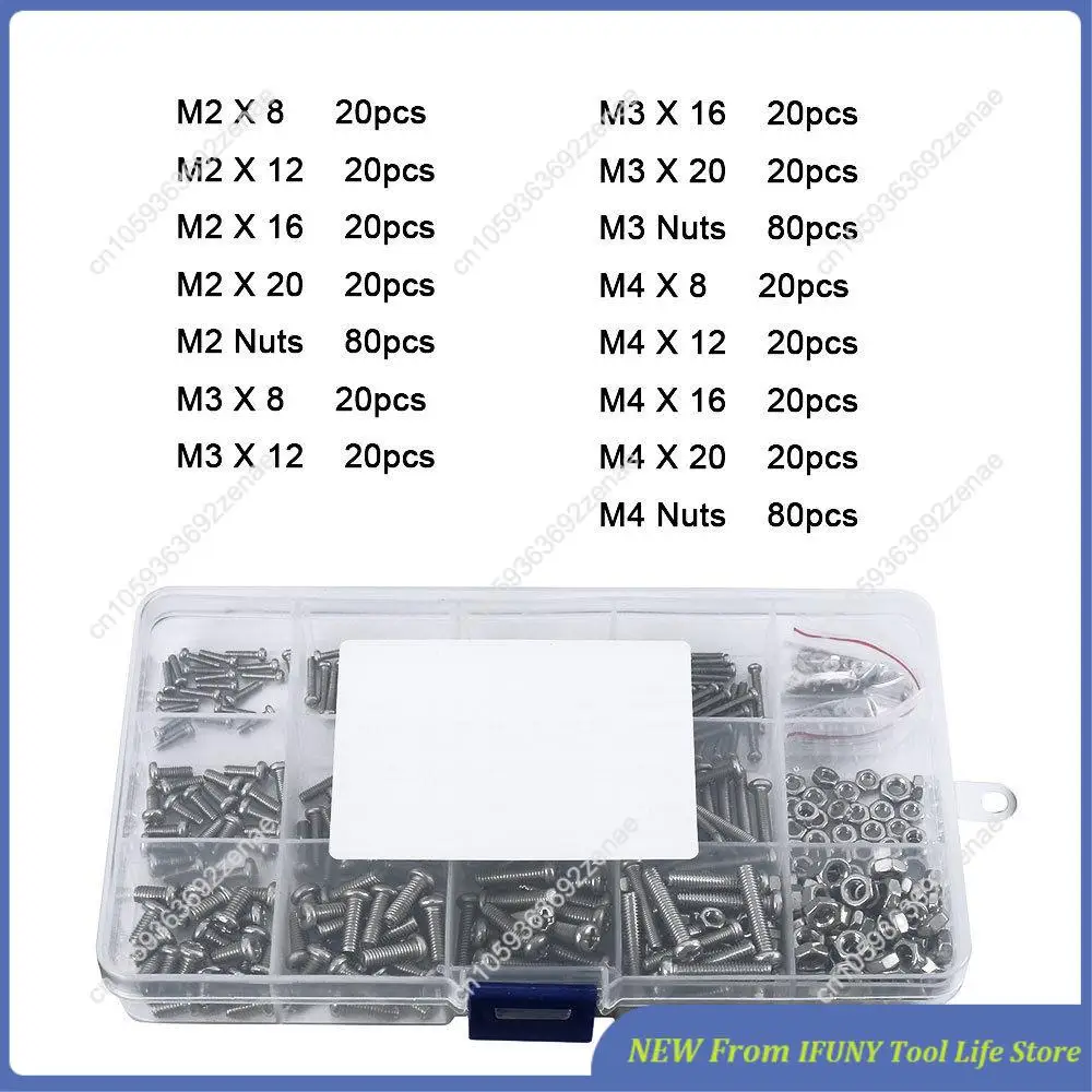 480 stks/set M2 M2.5 M3 Din7985 Gb818 Stalen Kruis Verzonken Pan Head Schroeven Phillips Schroeven Assortiment Kit Hw028 Nieuwe