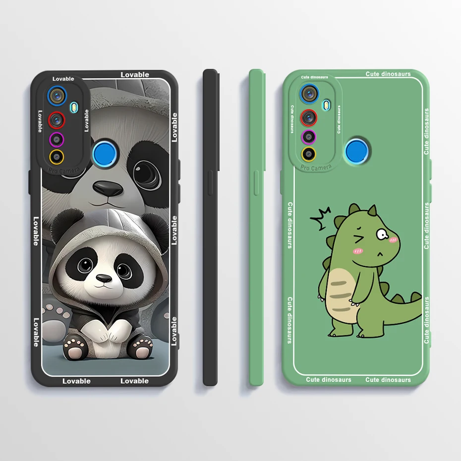 Case For Oppo Realme 5 Pro 5i 5s 6i Realme5 Realme6i Phone Case Cute Panda Dinosaur Liquid Soft Silicone Bumper Back Cover Funda