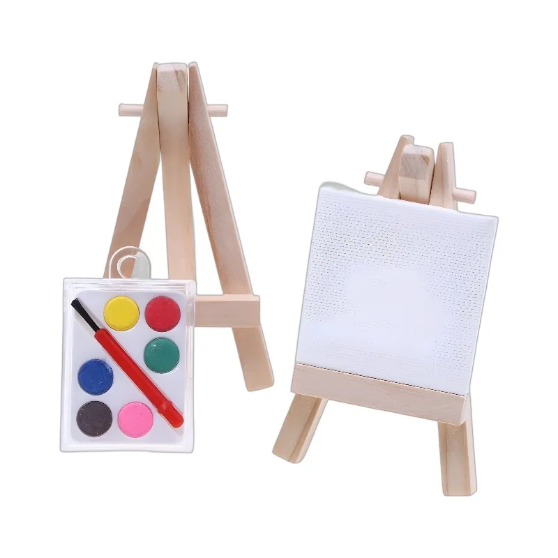 1Pc Dollhouse Mini Wooden Art Frame Miniature Gallery Scene Doll Painting Props Oil Painting Frame Pigment Box Model Accessories