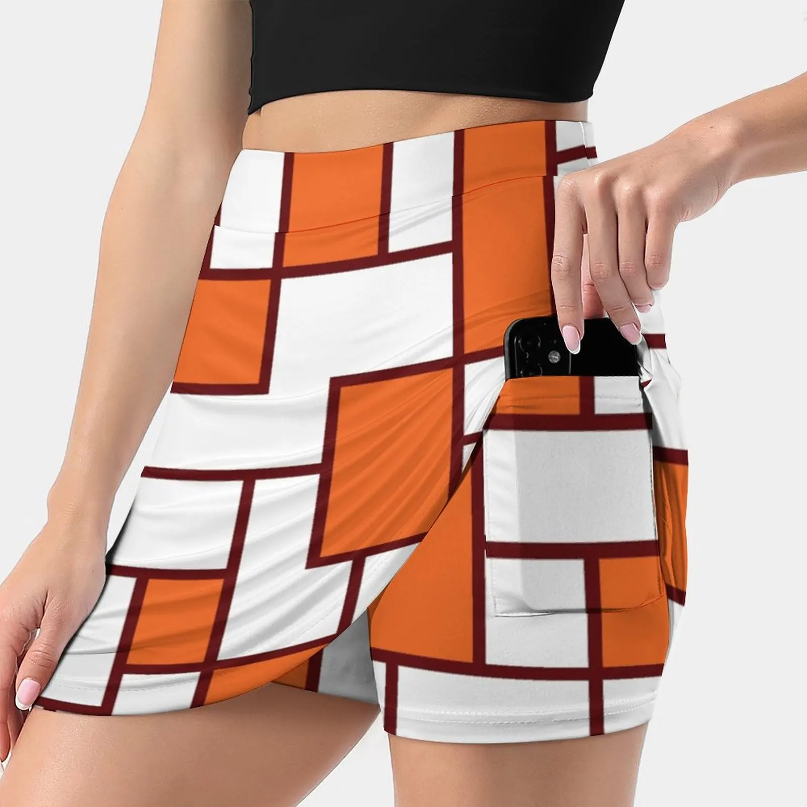 Virginia-falda rectangular Retro de moda coreana, faldas de verano para mujer, pantalón a prueba de luz, falda Virginia Tech Orange Hokies