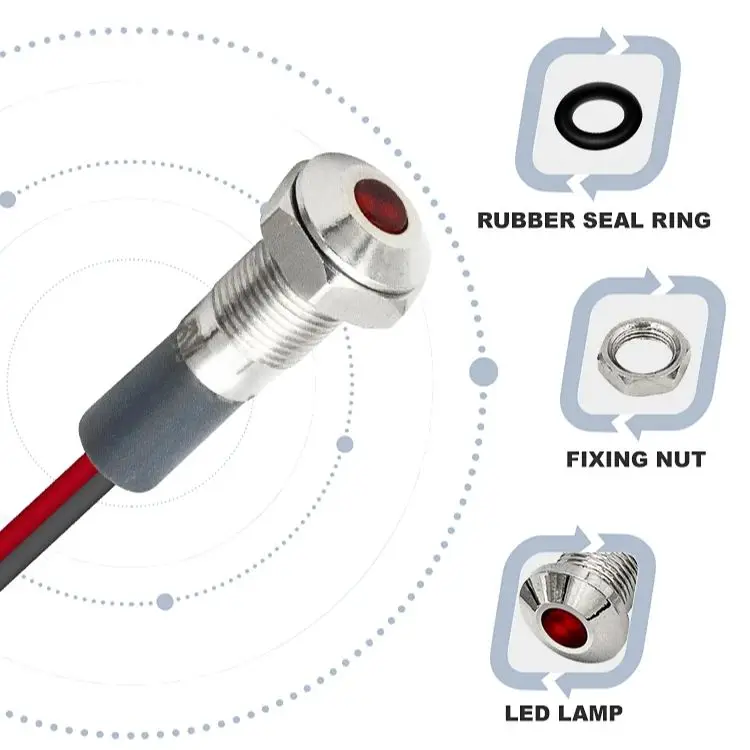 VaneAims 5 قطعة LED مؤشر معدني 6 مللي متر مقاوم للماء صغير شقة Led لوحة جبل مصباح إشارة 3-6 فولت 12-24 فولت أحمر أصفر أزرق أخضر أبيض