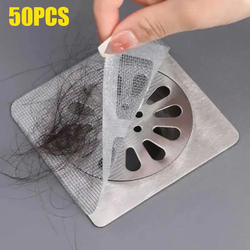 Disposable Hair Catcher Shower Floor Drain Sink Strainer Sewer Filter Mesh Stickers Multifunctional for Bathroom Kitchen 10x10cm