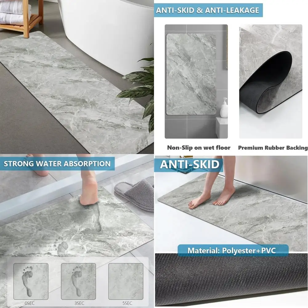 

custom-sized rubber non-slip absorbent thin bathroom rugs for doorways, washable mats
